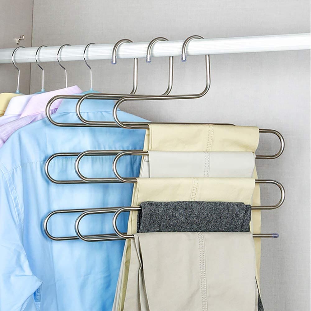 5 Layer Stainless Steel Hanger, Multi Layers Pants Hangers, Multi-purpose Clothes Hanger 5 Layer Stainless Steel Hanger, Multi Layers Pants Hangers, Multi-purpose Clothes Hanger